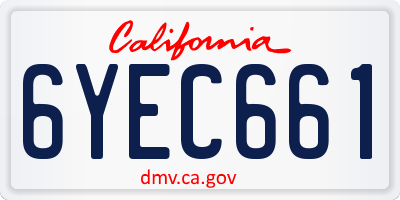 CA license plate 6YEC661