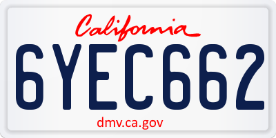 CA license plate 6YEC662