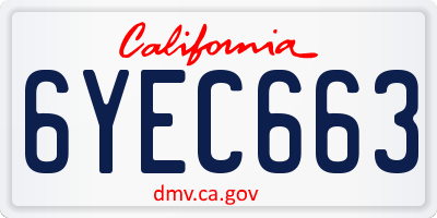 CA license plate 6YEC663
