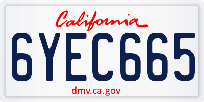 CA license plate 6YEC665