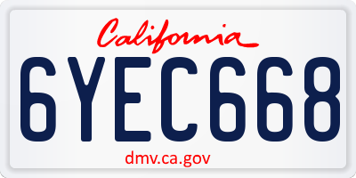 CA license plate 6YEC668