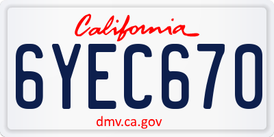 CA license plate 6YEC670
