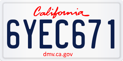 CA license plate 6YEC671