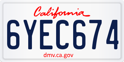CA license plate 6YEC674