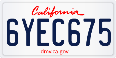 CA license plate 6YEC675