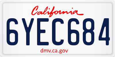 CA license plate 6YEC684