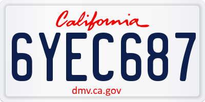 CA license plate 6YEC687
