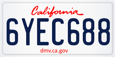 CA license plate 6YEC688