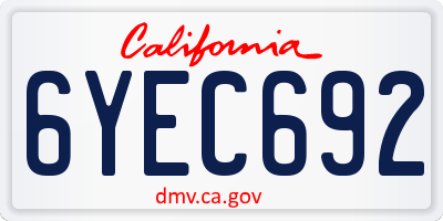 CA license plate 6YEC692
