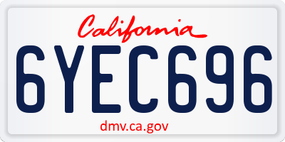 CA license plate 6YEC696