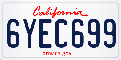 CA license plate 6YEC699