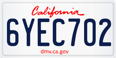 CA license plate 6YEC702