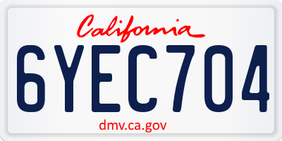 CA license plate 6YEC704