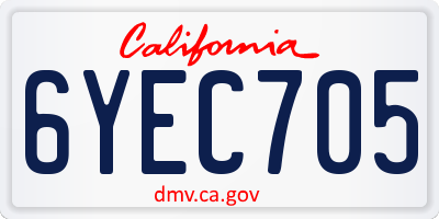 CA license plate 6YEC705