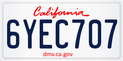 CA license plate 6YEC707