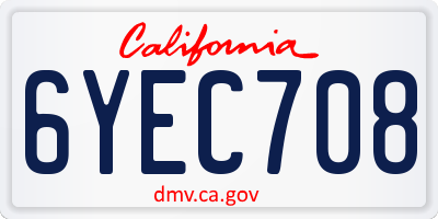 CA license plate 6YEC708