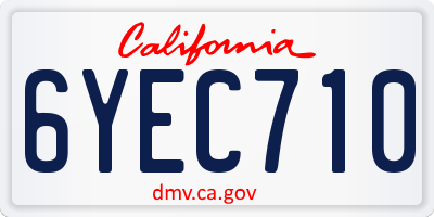 CA license plate 6YEC710