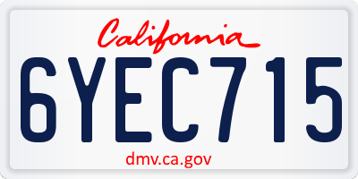 CA license plate 6YEC715