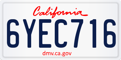 CA license plate 6YEC716