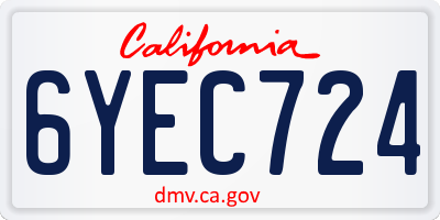 CA license plate 6YEC724
