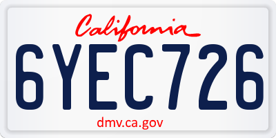 CA license plate 6YEC726