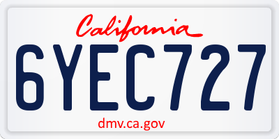 CA license plate 6YEC727