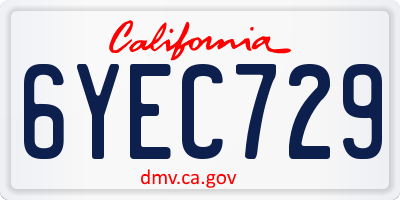 CA license plate 6YEC729