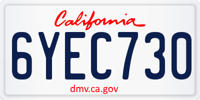 CA license plate 6YEC730