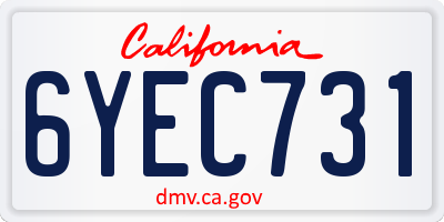 CA license plate 6YEC731