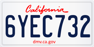 CA license plate 6YEC732