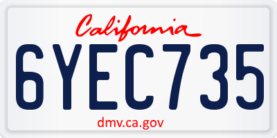 CA license plate 6YEC735