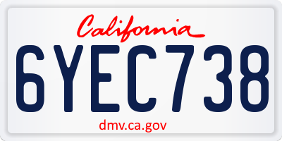 CA license plate 6YEC738