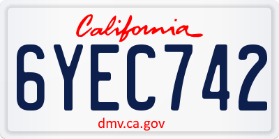 CA license plate 6YEC742