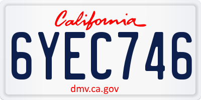CA license plate 6YEC746