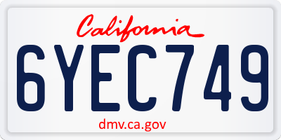 CA license plate 6YEC749