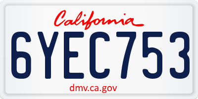 CA license plate 6YEC753