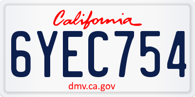 CA license plate 6YEC754