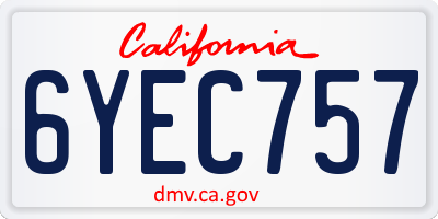 CA license plate 6YEC757