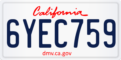 CA license plate 6YEC759
