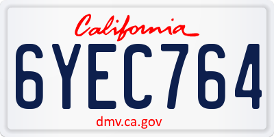 CA license plate 6YEC764