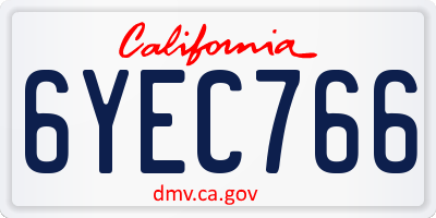 CA license plate 6YEC766