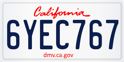 CA license plate 6YEC767