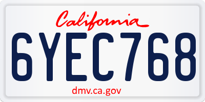 CA license plate 6YEC768