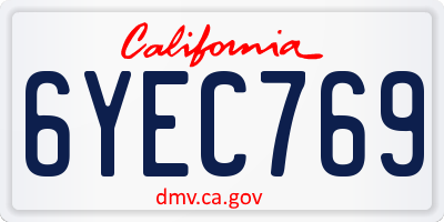 CA license plate 6YEC769