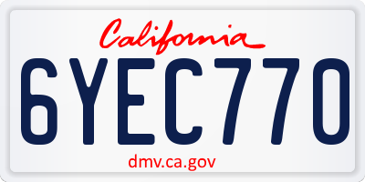 CA license plate 6YEC770
