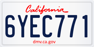 CA license plate 6YEC771