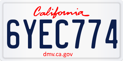 CA license plate 6YEC774