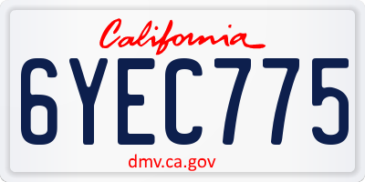 CA license plate 6YEC775