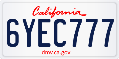 CA license plate 6YEC777