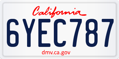CA license plate 6YEC787